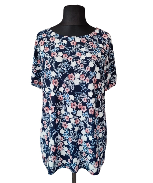 Tunika kimono z okrągłym dekoltem i wzorem w drobne kwiatuszki